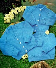 Baby Easy Knit Sweater & Cardigans Knitting Pattern DK & 4ply Girls 16-22" 1292