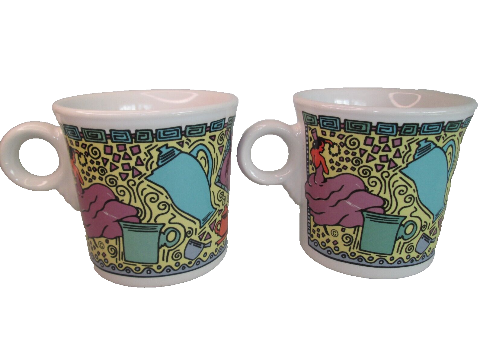 Fiestaware Fiesta Ware Dancing Lady Carafes Ring Handle Mugs Set of 2