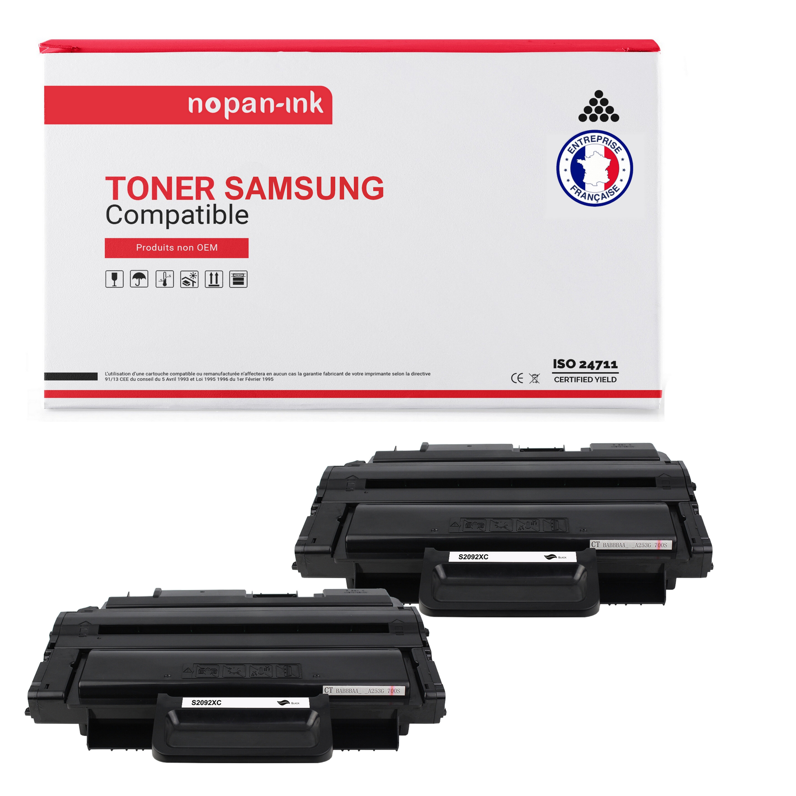 Toner SAMSUNG MLT-D2092L noir haute capacité NOPAN-INK pour texte net x2