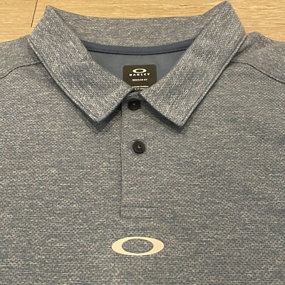 Oakley Golf Polo Shirt Men's XXL Aero Ellipse Blue Performance Center Logo