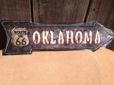 Route 66 Oklahoma This Way To Arrow Sign Directional Novelty Metal 17'' x 5''