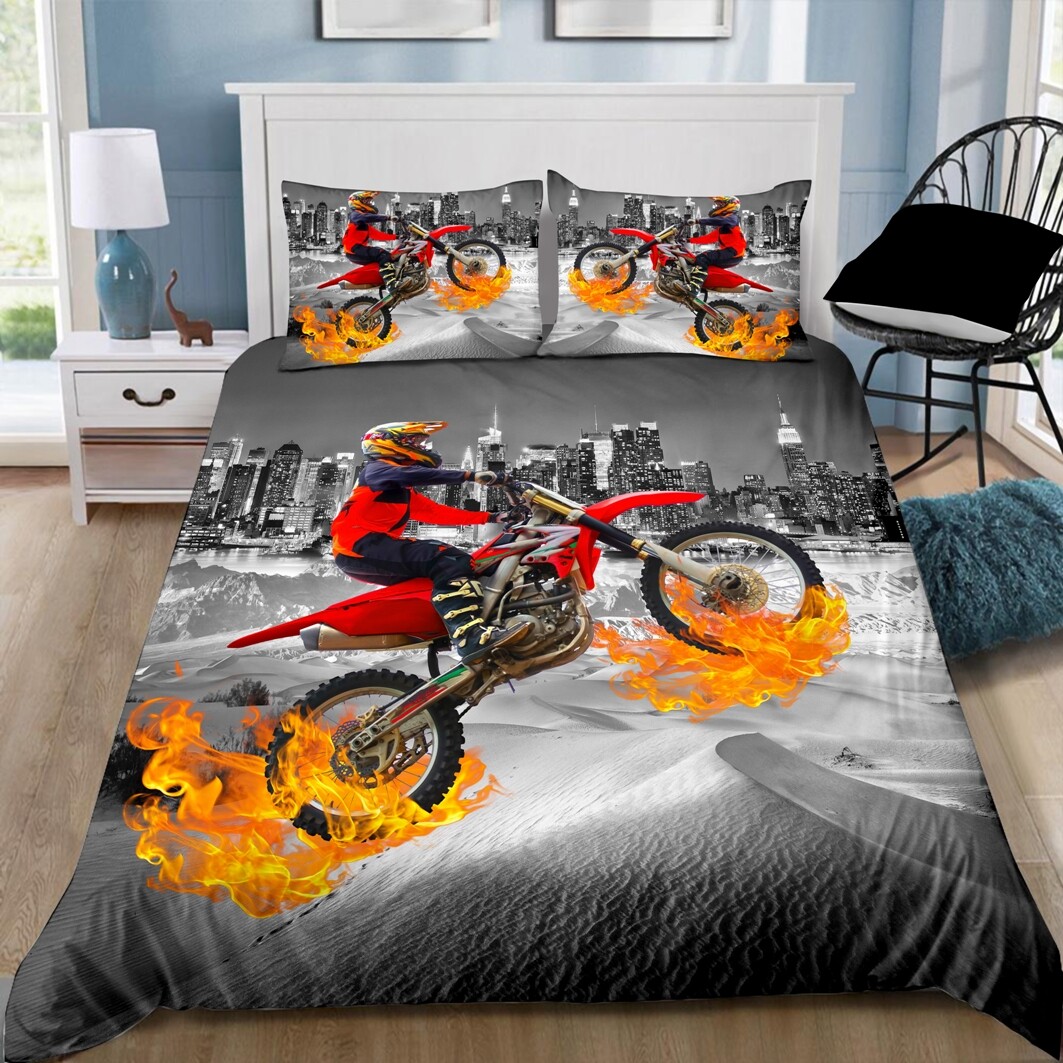 Quilt Duvet Doona Cover Set Single Double Queen Size Dirt Bike