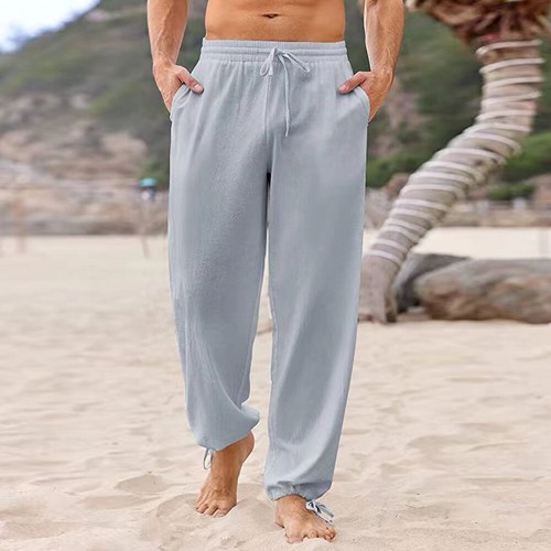 Mens Summer Baggy Harem Pants Wide Leg Elastic Waist Loose Casual Yoga Trousers - Bild 7 von 21