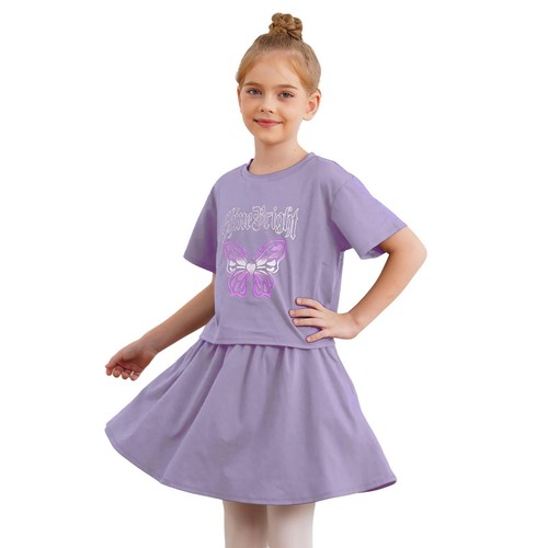 Kids Girl's Tracksuit Stage Dress-up Cute T-shirt With Skirt Festival Party - Picture 22 of 30