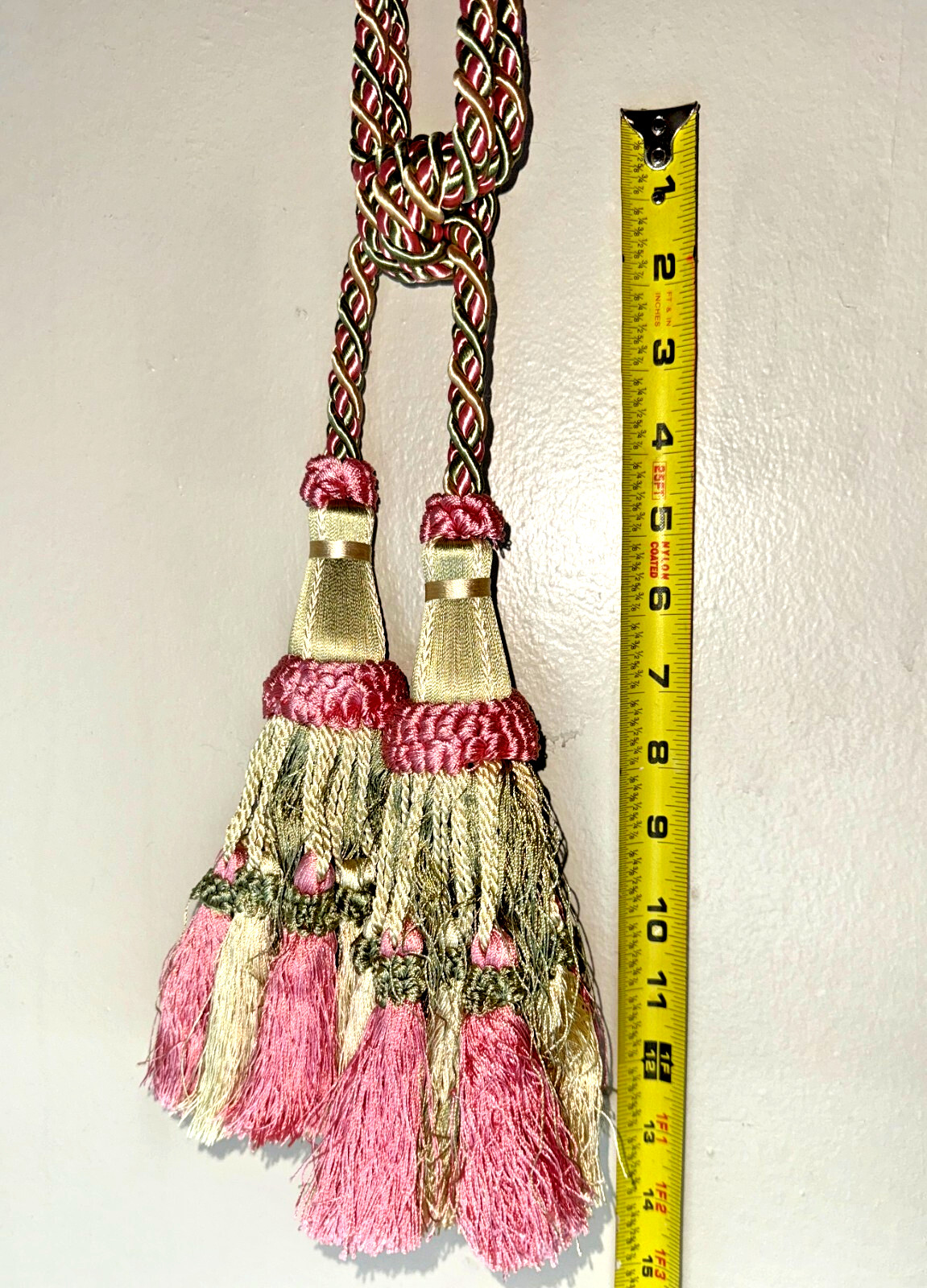 Pair XL Vintage FRENCH Curtain Tassels Tie backs circa 1800's. Gorgeous handmade