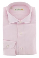 Luigi Borrelli Pink Solid Cotton Dress Shirt - Slim - 8L