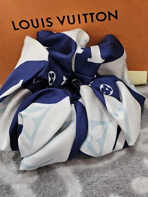 LOUIS VUITTON SCRUNCHIE HAIR BAND ACCESSORY ESCALE BLUE RIBBON