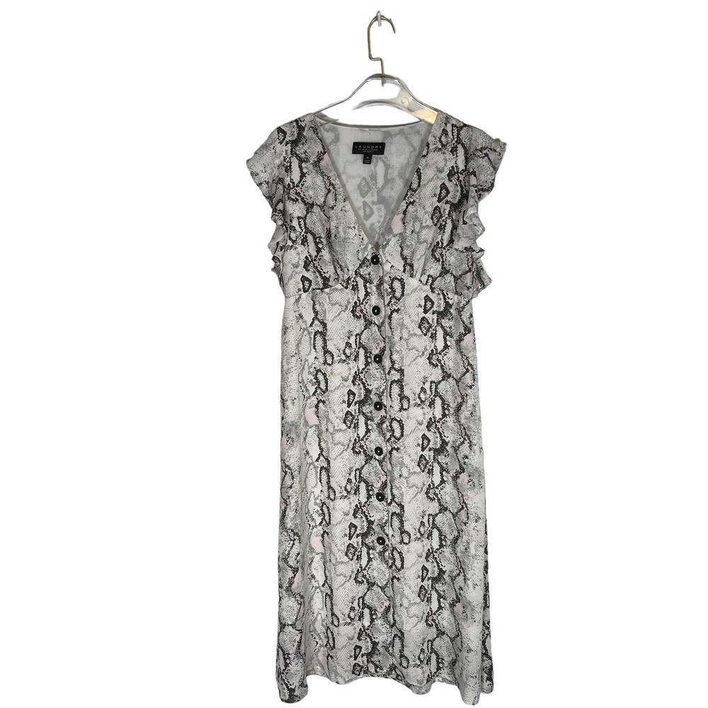 Laundry by Shelli Segal Python Button Front Midi … - image 1