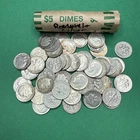 1-90% Silver Dime Roll. 50 Roosevelt dimes total $5 face value. 1964 and before.