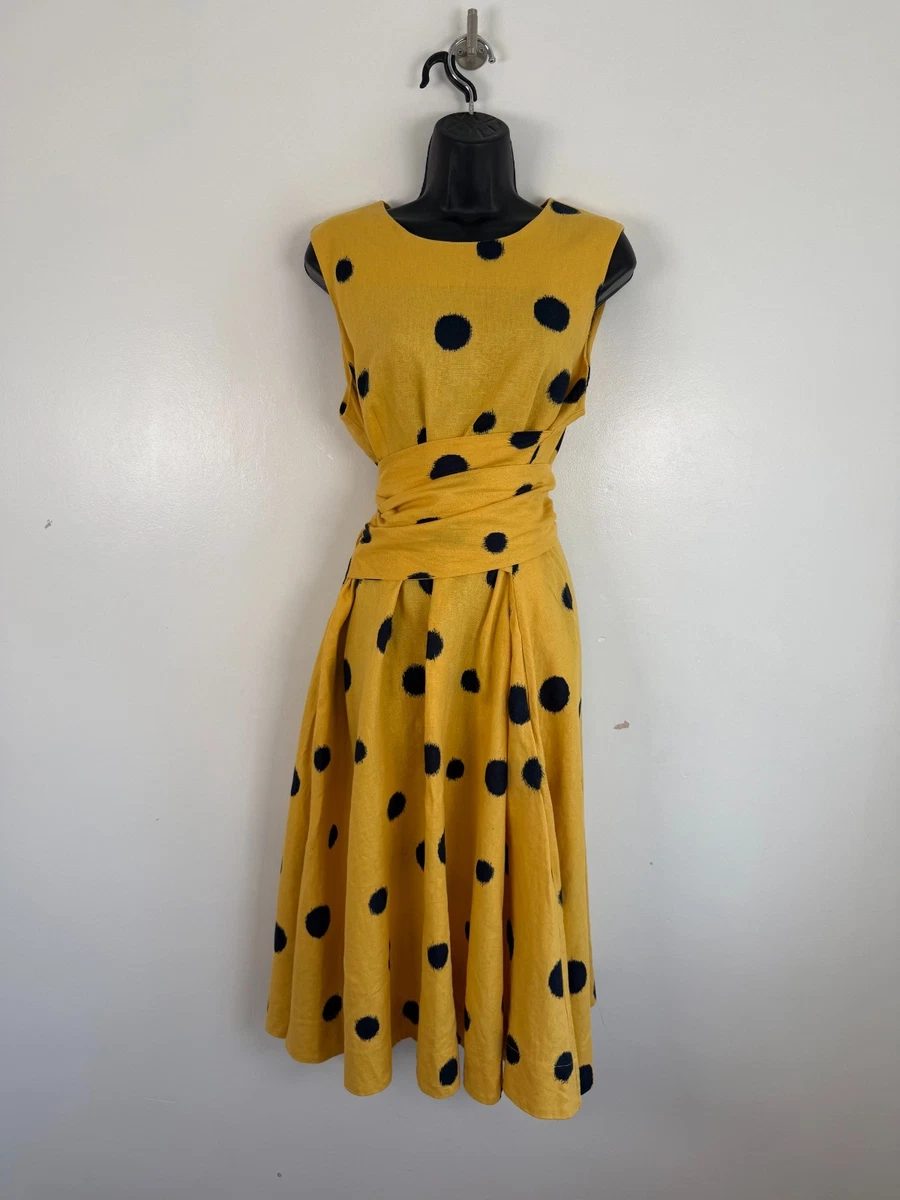 knee length dresses for ladies Spring A-Line Yellow Linen Dress women 5679 – Xiaolizi main image 1