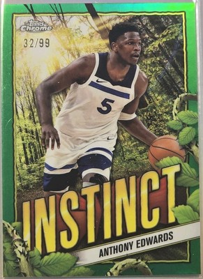 2025 Topps Chrome Anthony Edwards Instinct Green Border Refractor/99 INS-7