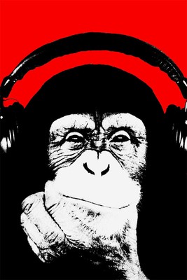 617401 Dj Monkey Chimpanzee Figure Picture Animal Wall Print Poster