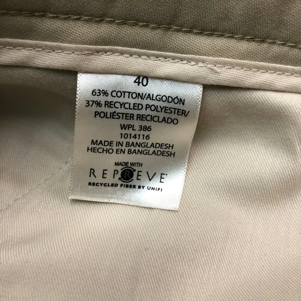 Shorts Haggar Chino Masculino 40 Cáqui Bronzeado Frente Plana Algodão Bolsos Casuais - Imagem 3 de 4
