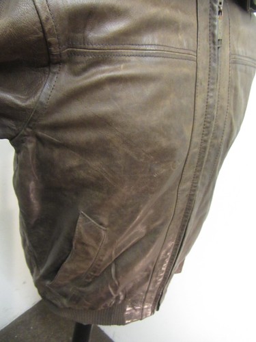 VINTAGE LEATHER BOMBER MOTORCYCLE JACKET SIZE M, ARROW SHEEPSKIN COLLAR - Picture 11 of 20