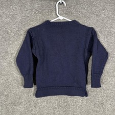 Guernsey Woollens Sweater Kids XS/S Navy Blue Pure Wool Knit Crewneck Pullover