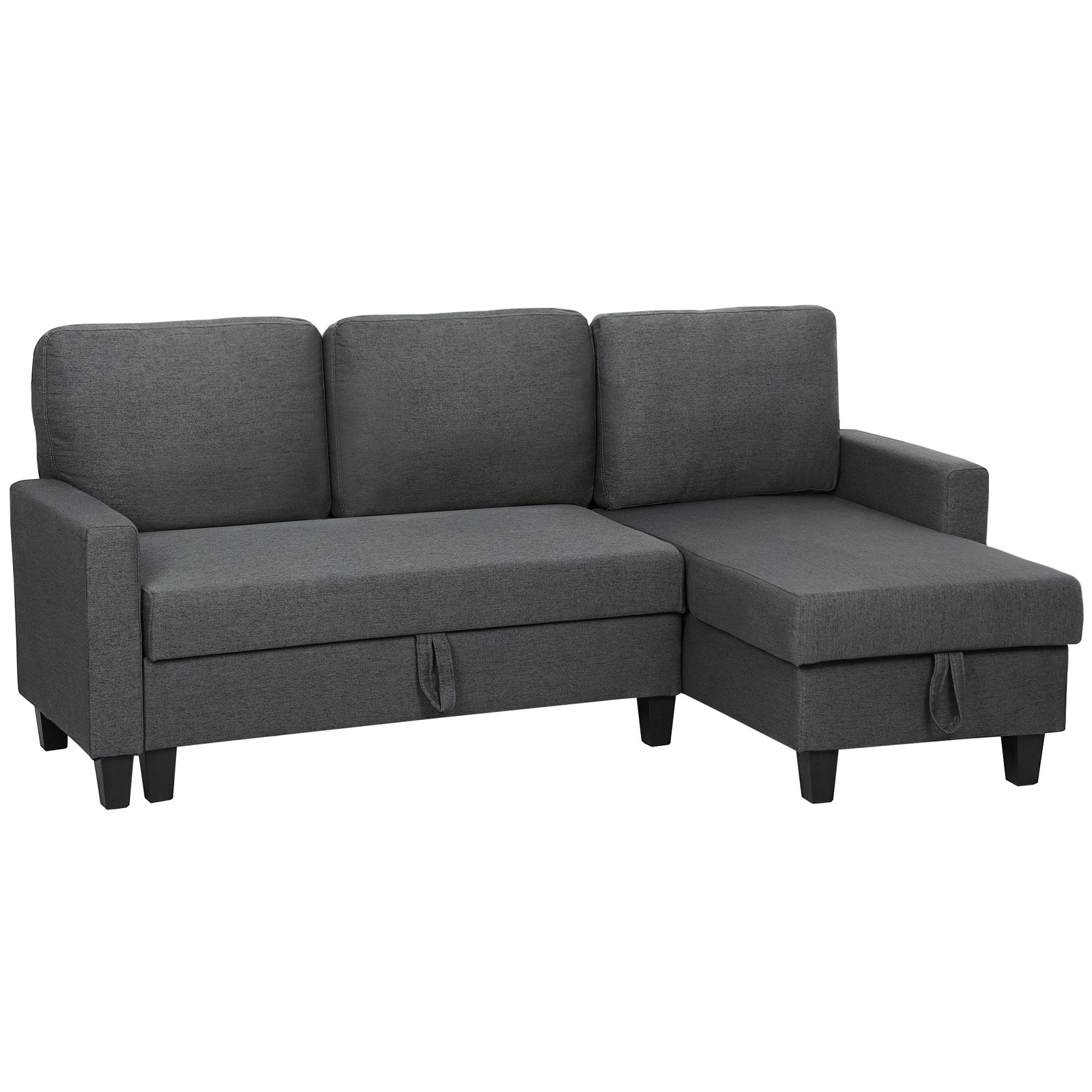 HOMCOM Fold-Out Convertible Sofa Bed with Removable Covers, Charcoal Grey