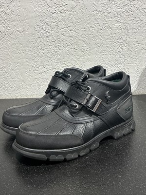 Polo Ralph Lauren Dover III Boots Mens 10 Black Leather, Strap - EXCELLENT!