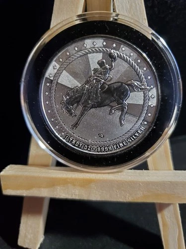 1 oz Silver Cowboy Round w/ Buffalo Privy .9999 Silver Round