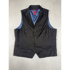 Alfani Slim Fit Mens Suit Vest Black Size L Notched Lapel 4 Button Waistcoat