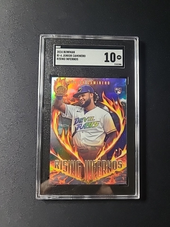 2024 Bowman Junior Caminero Rising Infernos Chrome RC Rookie #RI-6 Rays SGC 10