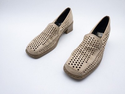 rieker Damen Slipper Absatzschuh Sommerschuh Leder Beige Gr. 41 EU Art. 39254-56