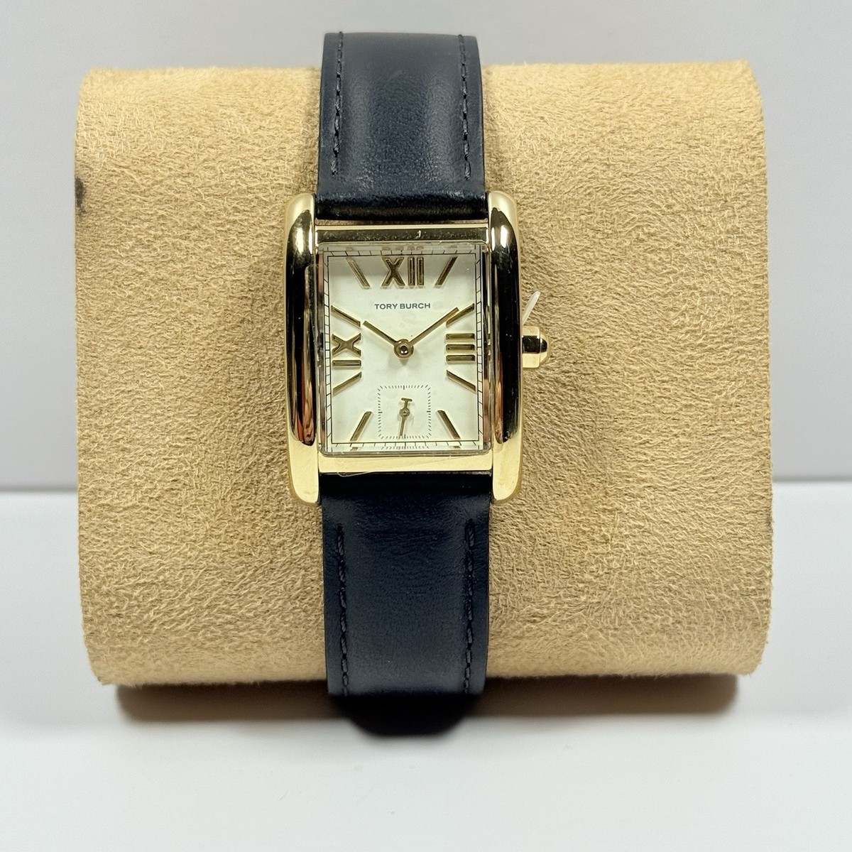 Tory Burch Eleanor TBW1076 Cream Dial Black Leather Strap Women's