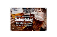 Schild Blech 30X20Cm - Made In Germany - Spruch GlüCkwunsch Zum Geburtstag Bier