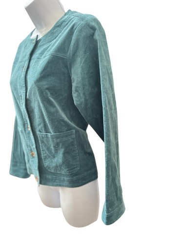 WOOLOVERS Cotton COATIGAN JACKET CARDIGAN US8 UK 12 Blue Short Buttons - Picture 4 of 8