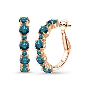 Authentic Gemstone Birthstone Hoop Earrings for Women in 18K Rose Gold Plated Silver|