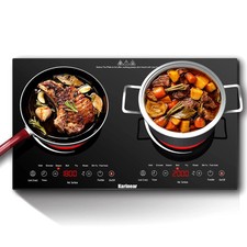 Karinear 2 Burners Ceramic Electric Cooktop, 60x35, Countertop or Built-in