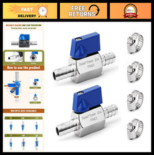 2 Pack Mini Ball Valve 1/4" Hose ID, 304 Stainless Steel Shut Off Valve Kit for