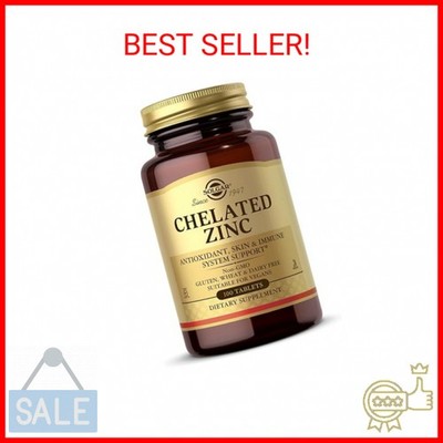 Solgar Chelated Zinc, 100 Tablets - Zinc for Healthy Skin - Supports Cell Growth