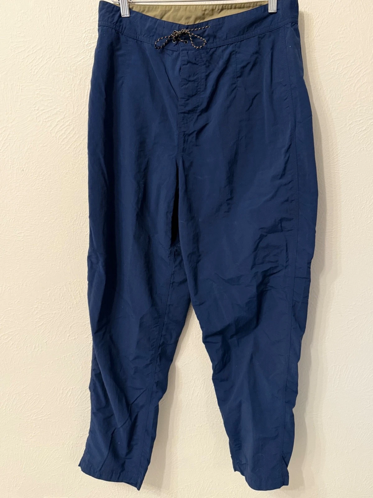 VTG Patagonia mens nylon Baggy Pants size 34 navy blue tie hiking camp gorp