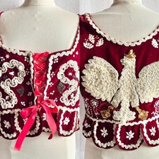 Vintage Woman's Polish Eagle Sequined Beaded Stylized Folk Dance Vest