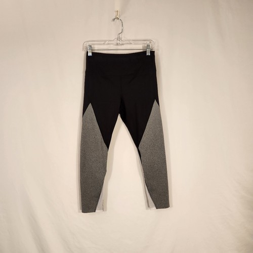 SO Black Grey Athletic Athleisure Fitness Leggings Mesh Accent Panel Womens M