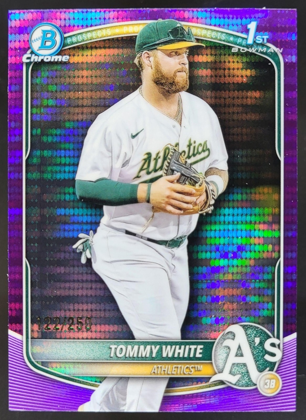 2025 Bowman Chrome Tommy White Purple Pulsar Refractor /250 1st Athletics MS2