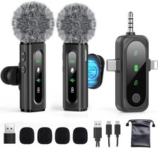 Wireless Lavalier Microphone for iPhone, Android, USB C, PC, Camera Video Rec...