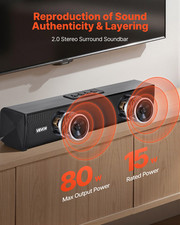 Sound Bar for Smart TV, 80W Surround Sound System for PC Home Theater Audio