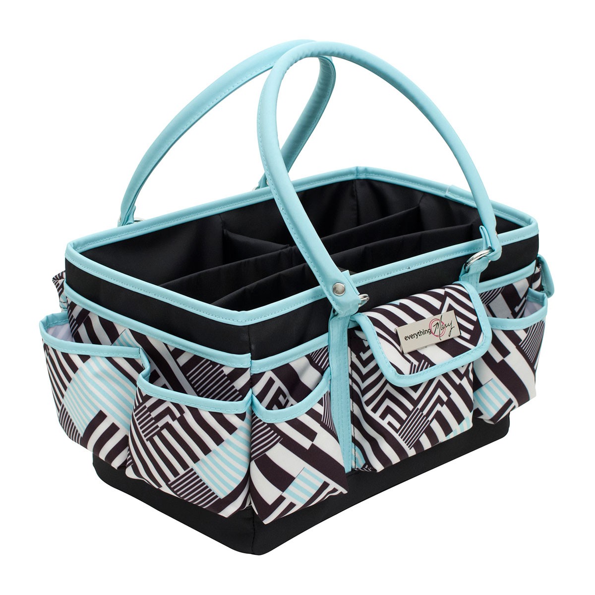 Deluxe Tote Organiser Teal Geometric Stripe Everything Mary EVM9152-22