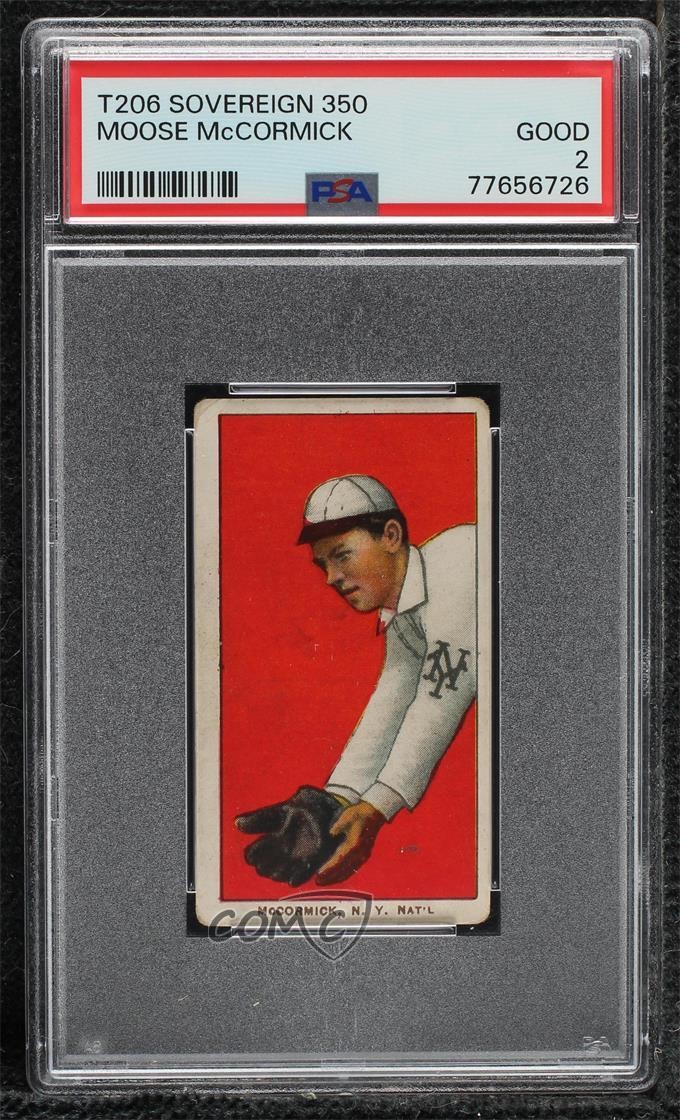 1909-11 T206 Sovereign 350 Apple Green Back Moose McCormick PSA 2 0y8e