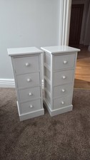 2 x Small White Bedside Cabinets With 5 Drawers. Very Good Condition.
