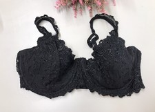Vgt Plus Delicates Black Bra 38D Lace Underwired Lightly Padded Embroidery Lace