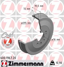 2x ZIMMERMANN Bremstrommel COAT Z 600.1967.20 für VW AMAROK S1B 2HB 2HA S6B S7A