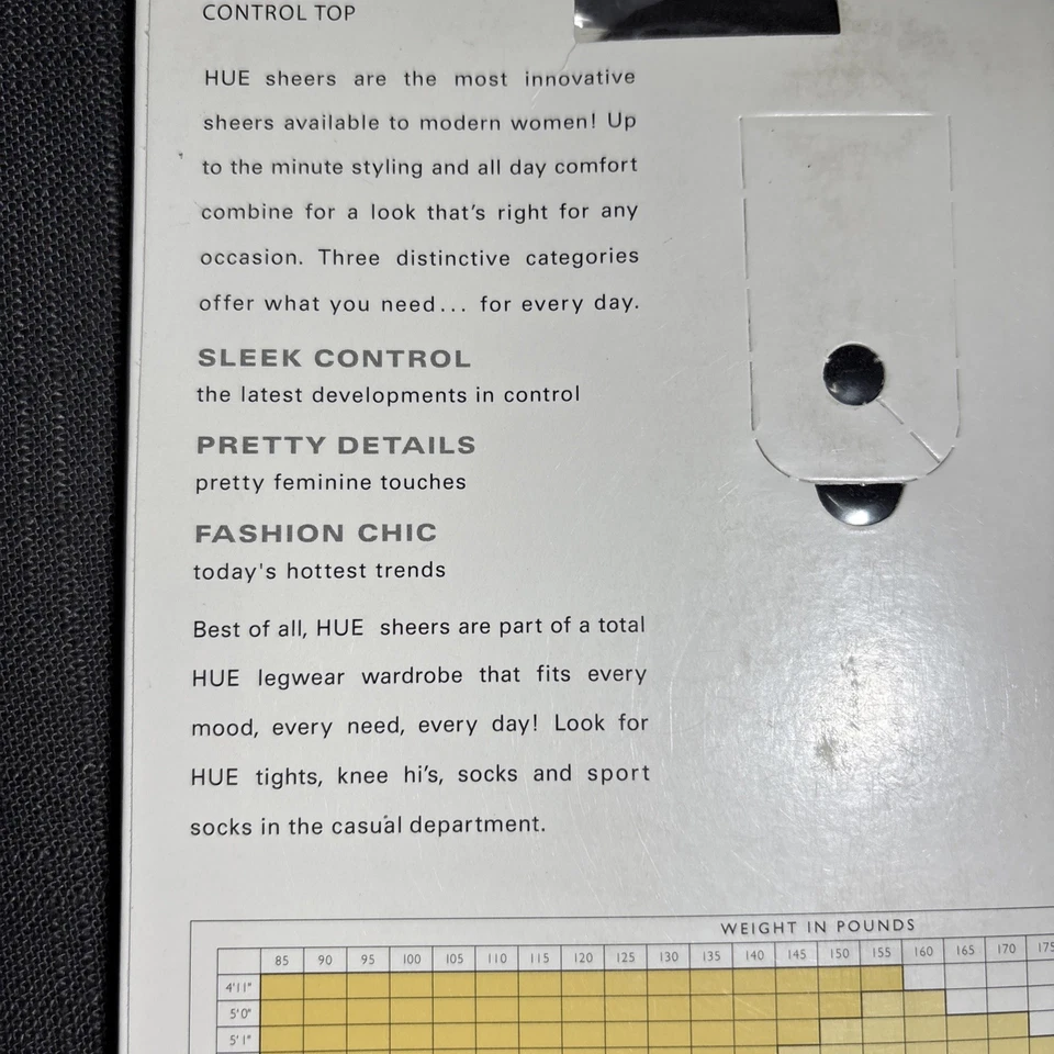 Hue Pantyhose Control top, micro mesh sz 2 black NEW #5966 - Image 3 of 4