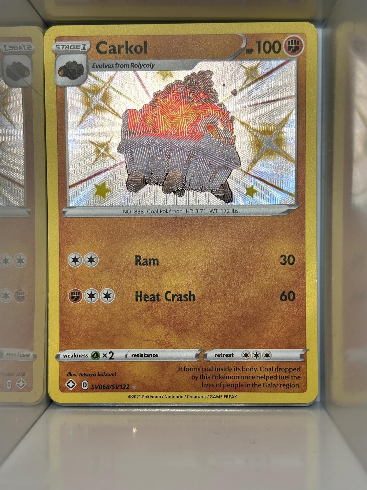 Carkol - Rare Shiny - Shining Fates Shiny Vault - Pokemon - SV068/SV122 - NM/M