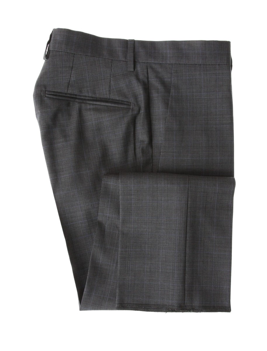 Incotex Gray Window Pane Virgin Wool Pants Slim (IN1229215)