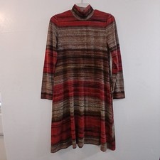 Chris McLaughlin Lady Midi Dress Sz 8 Polyester Horizontal Strips Multicolor