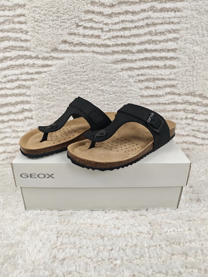 GEOX – Sandales Tongs Femme Cuir Noir – Tailles 37, 38, 39 et 40 - Photo 3/4
