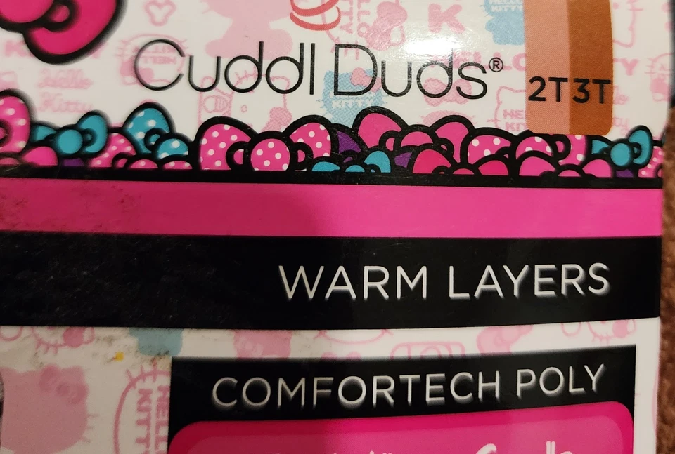 CUDDL DUDS HELLO KITTY COMFORT TECH POLY SIZE 2T/3T BASE LAYERS NEW WITH TAGS - Image 3 of 4