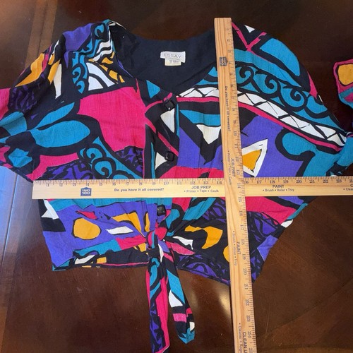 Set top gonna vintage anni 80 saggio Sharon Anthony stampa astratta arte artistica donna - Foto 10 di 12
